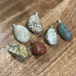 Lot of Six Stone Pendants - hand made